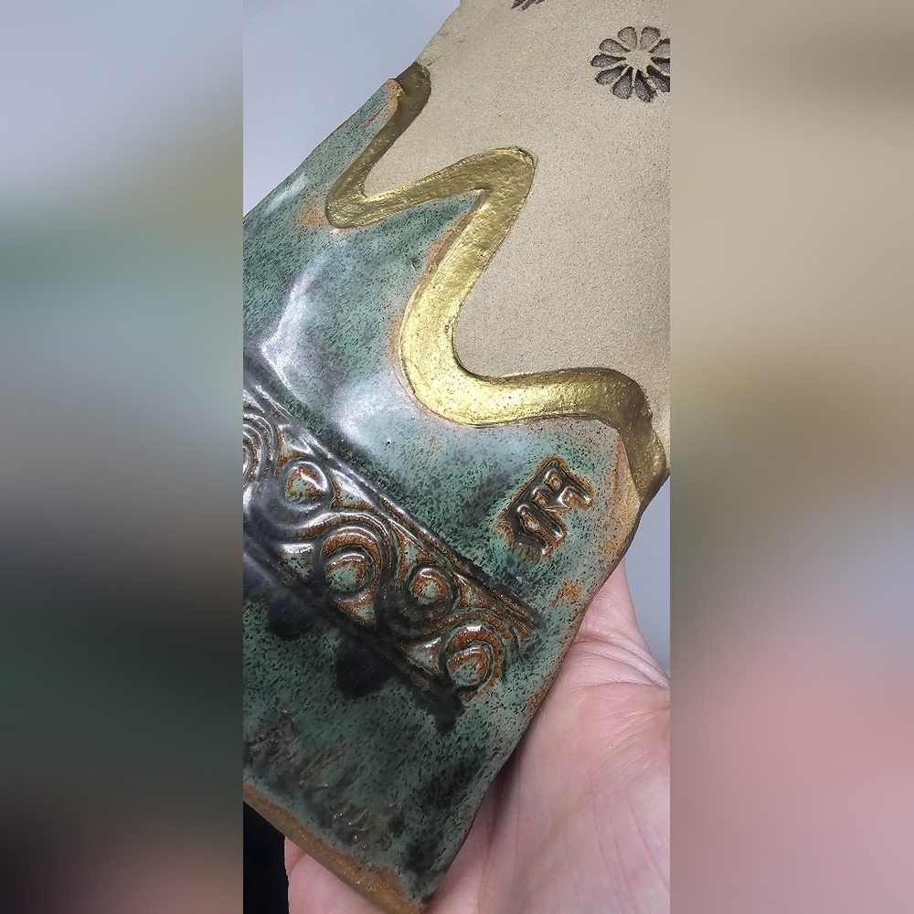 Handmade Art Pottery Kimono Vessel Vase With Bird By Sue Baldwin 9.5X8.5 Signed - Picture 13 of 16